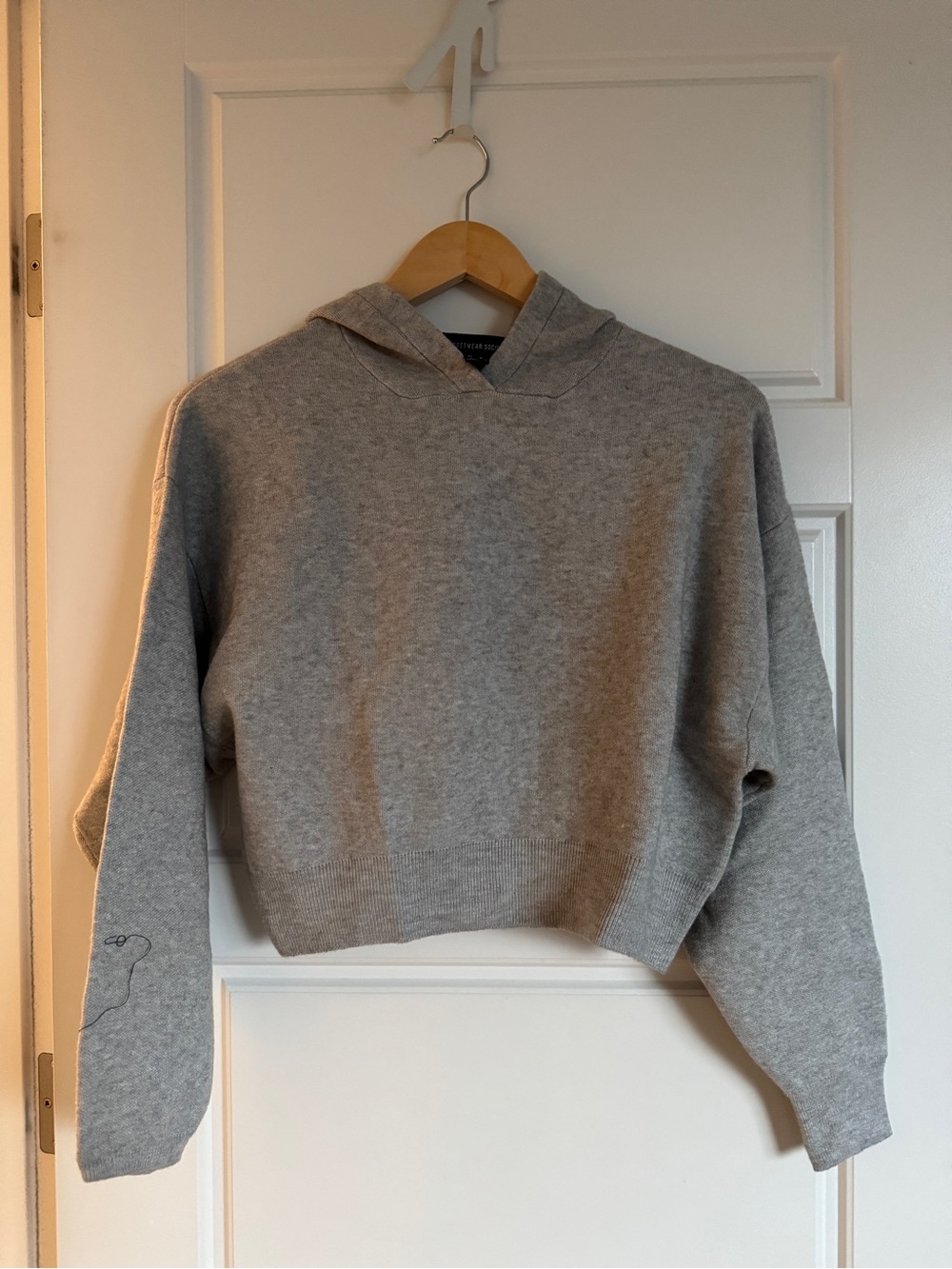 Streetwear Society Gray Cropped Hoodie Sweatshirt